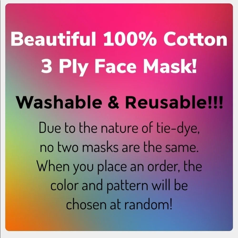 New Homemade Tie-Dye Face Masks - 3 Masks